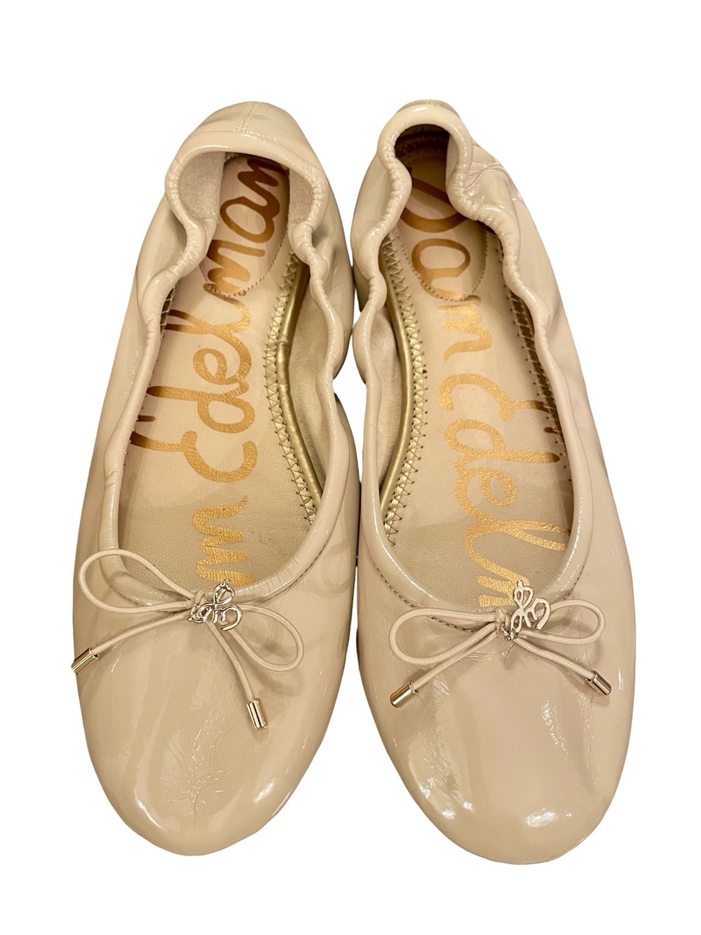 Sam Edelman Nude Felicia Patent Ballet Flats with Bow Size 8